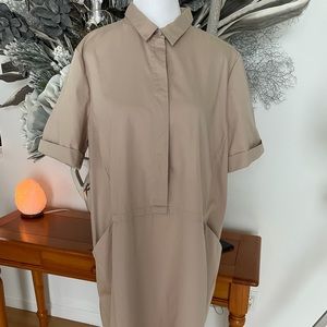 J Jill A line/skater style Ponte Shirt Dress - khaki - Large